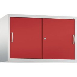 C+P Rehausse ACURADO à portes coulissantes, 1 tablette, h x l x p 790 x 1200 x 400 mm, gris clair / rouge feu