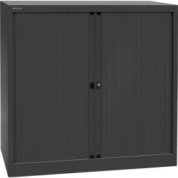 BISLEY Armoire à rideaux Euro, largeur 1000 mm, 2 tablettes, noir