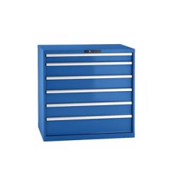LISTA Armoire à tiroirs en tôle d'acier, h x l 1000 x 1023 mm, 6 tiroirs, charge max. 75 kg, bleu gentiane