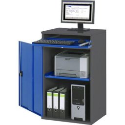 RAU Poste multi-usages, armoire avec 1 tablette coulissante, largeur 650 mm, anthracite / bleu gentiane