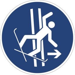 Panneaux indiquant les mesures de sécurité obligatoires, en cas de chute, quitter immédiatement la piste, lot de 10, film, Ø 200 mm