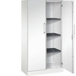 C+P Armoire à portes battantes ASISTO, hauteur 1617 mm, largeur 800 mm, 3 tablettes, blanc trafic / blanc trafic