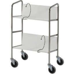 HelgeNyberg Chariot de bureau chromé, 2 tablettes, L x l x h 550 x 340 x 840 mm, gris, à partir de 5 pièces