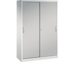 C+P Armoire à portes coulissantes ACURADO, 4 tablettes, h x l x p 1950 x 1200 x 500 mm, gris clair / aluminium