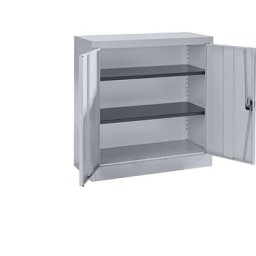 mauser Armoire métallique à portes battantes, 2 tablettes, hauteur 1016 mm, aluminium