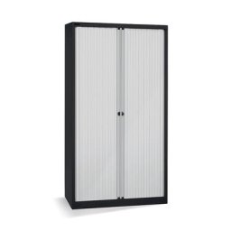 BISLEY Armoire à rideaux Euro, largeur 1000 mm, 4 tablettes, noir profond / gris clair