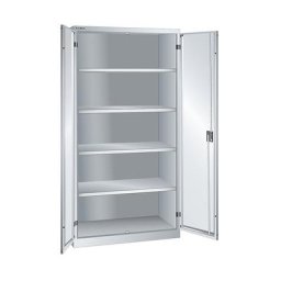 LISTA Armoire à portes battantes h x l x p 1950 x 1000 x 580 mm, armoire vide avec 4 tablettes, gris clair