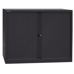 BISLEY Armoire à rideaux Euro, largeur 1200 mm, 2 tablettes, noir