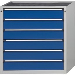 ANKE Armoire à tiroirs sans plateau, largeur 910 mm, charge max. tiroirs 200 kg, 6 tiroirs de 150 mm, façade bleu gentiane