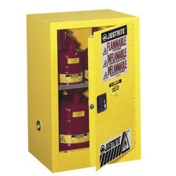 Justrite Petite armoire de sécurité FM, armoire basse, une porte, fermeture manuelle, jaune