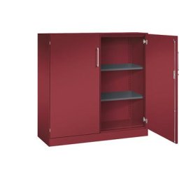 C+P Armoire à portes battantes ASISTO, hauteur 1292 mm, largeur 1200 mm, 2 tablettes, rouge rubis / rouge rubis