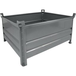 Heson Caisse-palette à parois pleines, l x L 1000 x 1200 mm, charge max. 2000 kg, gris, 1 pièce et +