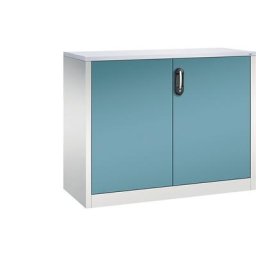 C+P Armoire basse ACURADO, 2 hauteurs de classeurs, h x l x p 1000 x 1200 x 500 mm, gris clair / bleu d'eau