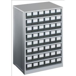 Bloc-tiroir, charge max. 240 kg, h x l x p 862 x 600 x 417 mm, 48 tiroirs, tiroirs gris