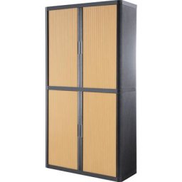 Paperflow Armoire à rideaux easyOffice®, 4 tablettes, hauteur 2040 mm, anthracite / hêtre