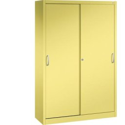 C+P Armoire à portes coulissantes ACURADO, 3 tablettes, 2 casiers verrouillables, h x l x p 1950 x 1200 x 400 mm, jaune soufre