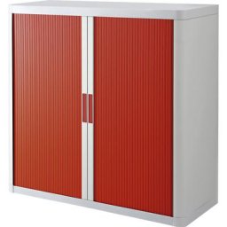 Paperflow Armoire à rideaux easyOffice®, 2 tablettes, hauteur 1040 mm, blanc / rouge