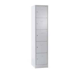 Wolf Casier verrouillable, 5 compartiments, peinture cuite au four, largeur tablettes 398 mm, gris clair/gris clair