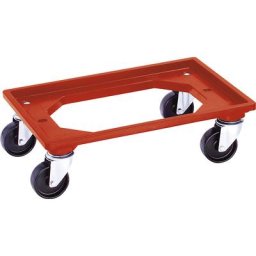 Plateau roulant en plastique, 600 x 400 mm, force 250 kg, rouge
