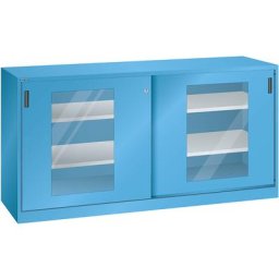 LISTA Armoire à portes coulissantes vitrées, 4 tablettes, bleu clair