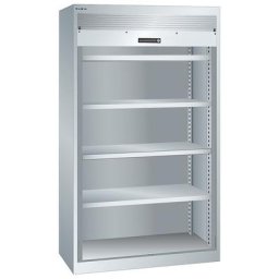 LISTA Armoire à rideau pour charges lourdes, 4 tablettes, gris clair