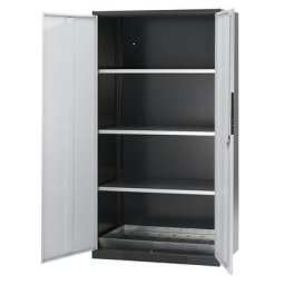 asecos Armoire de laboratoire pour produits chimiques, 2 portes, armoire haute, 3 tablettes, sans vitre, gris