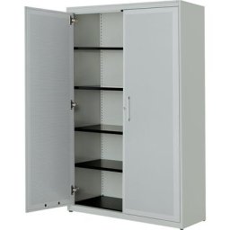 mauser Armoire à portes battantes, à effet acoustique, h x l x p 1956 x 1200 x 432 mm, 4 tablettes, gris clair / gris clair
