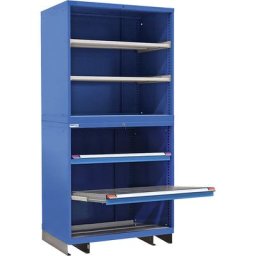 Armoire modulaire, 2 tablettes, 2 tablettes coulissantes, charge max. 75 kg, h x l x p 2100 x 805 x 695 mm