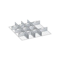LISTA Kit de compartimentation pour tiroirs, 3 parois à fentes, 11 séparations métalliques, pour hauteur façade 150 mm