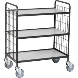 Chariot de bureau à tablettes, L x l x h 830 x 510 x 935 mm, 3 tablettes