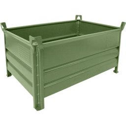 Heson Caisse-palette à parois pleines, l x L 800 x 1200 mm, charge max. 500 kg, vert, 5 pièces et +