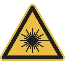 Panneaux d'avertissement, avertissement pour rayons laser, lot de 10, aluminium, longueur côtés 200 mm