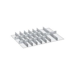 LISTA Kit de compartimentation pour tiroirs, 7 parois à fentes, 14 séparations métalliques, 21 éléments, pour hauteur façade 50 mm