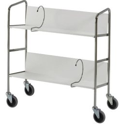 HelgeNyberg Chariot de bureau chromé, 2 tablettes, L x l x h 800 x 340 x 840 mm, gris, à partir de 5 pièces