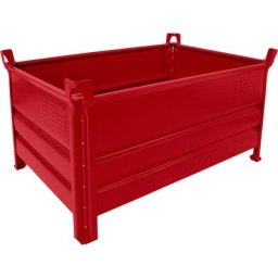 Heson Caisse-palette à parois pleines, l x L 800 x 1200 mm, charge max. 2000 kg, rouge, 10 pièces et +