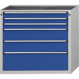 ANKE Armoire à tiroirs sans plateau, largeur 1060 mm, charge max. tiroirs 200 kg, 6 tiroirs, façade bleu gentiane
