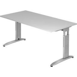 eurokraft pro NICOLA - Bureau, piétement en L, hauteur réglable, h x l x p 720 x 1600 x 800 mm, gris clair