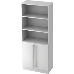 VIOLA - Armoire et rayonnages combinés, 2 tablettes ouvertes, 1 tablette derrière portes, blanc