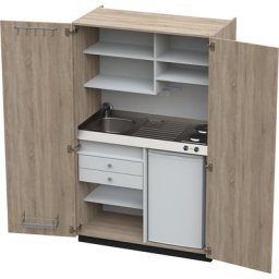 Module de cuisine avec portes battantes, 2 plaques de cuisson, évier à gauche, chêne, 1956 x 1200 x 650 mm