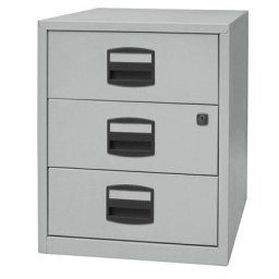 BISLEY Caisson mobile hauteur bureau PFA, 3 tiroirs universels, argent