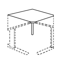 TINO - Plan de liaison, plateau d'angle 90°, avec pied support, façon hêtre