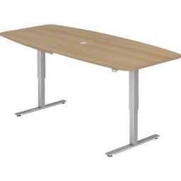 Table de conférence, l x p 2200 x 1030 mm, réglage électrique de la hauteur de 720 à 1190 mm, façon chêne