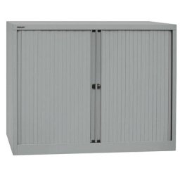 BISLEY Armoire à rideaux Euro, largeur 1200 mm, 2 tablettes, argent