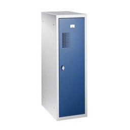 eurokraft basic Vestiaire multicases combiné, module unique, h x l x p 1000 x 300 x 500 mm, dispositif porte-cadenas, corps gris clair / porte bleu gentiane