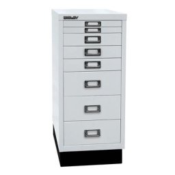 BISLEY MultiDrawer™ série 29, avec socle, format A4, 8 tiroirs, gris clair