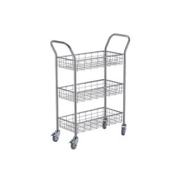 eurokraft pro Chariot de bureau et pour courrier, force 200 kg, coloris aluminium, L x l x h 1005 x 380 x 1245 mm, 3 niveaux
