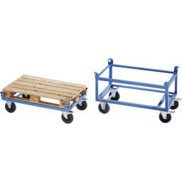 eurokraft pro Plateau roulant en acier, pour palettes industrielles, charge max. 1000 kg, hauteur de chargement 650 mm, bleu, à partir de 5 pièces