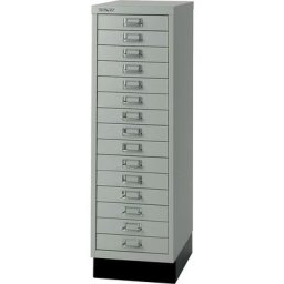 BISLEY MultiDrawer™ série 39, avec socle, format A4, 15 tiroirs, gris clair, noir