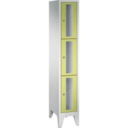 C+P Armoire à casiers CLASSIC, hauteur casiers 510 mm, sur pieds, 3 casiers, largeur 320 mm, porte vert viridin