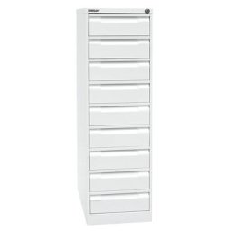 BISLEY Armoire à fiches, deux rangées, format A6, 9 tiroirs, blanc pur